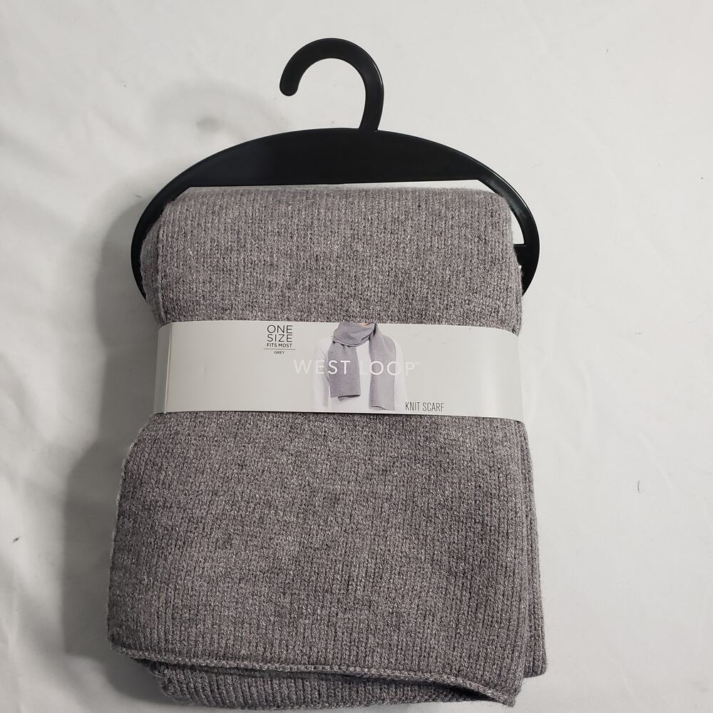 West Loop Women's One Size Simple Knit Scarf Light Gray‎ Winter Minimalist New